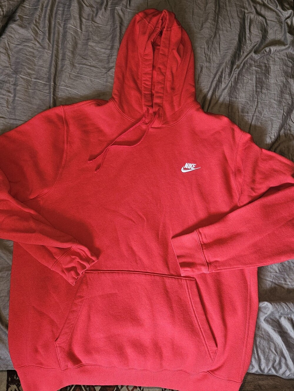 Nike Red Crewneck Pullover Hoodie with White Logo